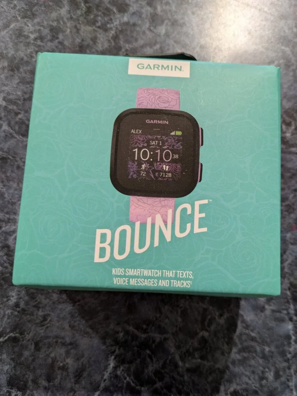Garmin Bounce Kids Smart Watch Lilac Floral GPS Text/Voice/Track 010-02448-01